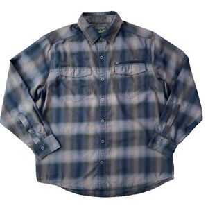 Vtg Woolrich Blue Plaid Button Up Flannel Long Sleeve Shirt Sz XL Outdoor